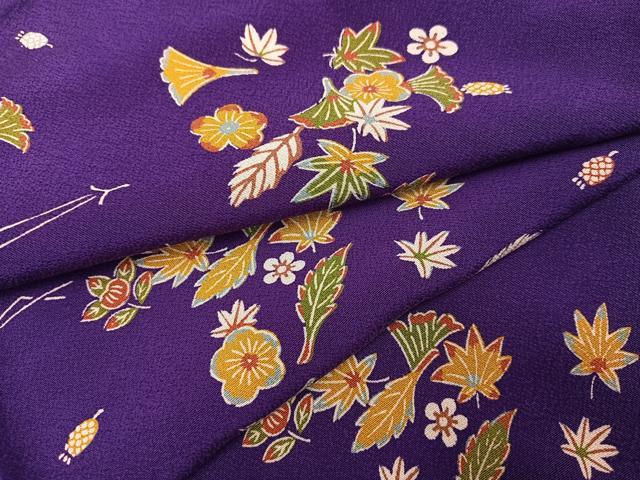 平和屋着物●上質な小紋 型染め 草花文 正絹 逸品 AABL0731ph