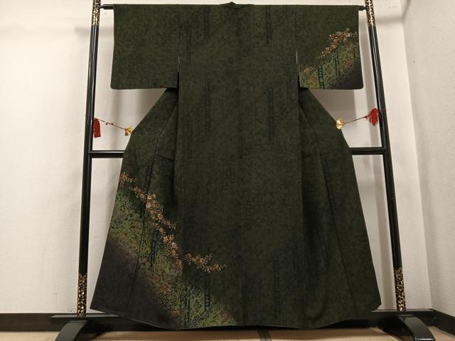 平和屋着物○訪問着 草花文 金彩 さが美扱い 正絹 逸品 AABL0735ph