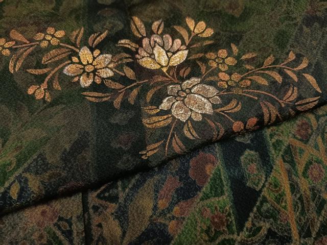 平和屋着物●訪問着 草花文 金彩 さが美扱い 正絹 逸品 AABL0735ph