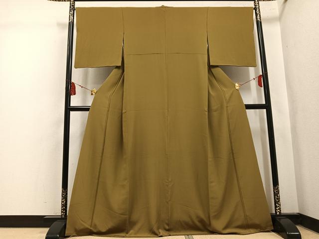 平和屋着物●上質な色無地 黄橡色 正絹 逸品 AABL0746ph