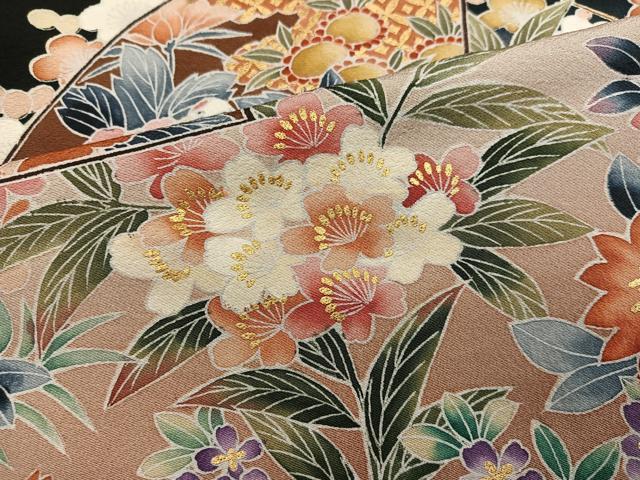 平和屋着物●豪華黒留袖 作家物 駒刺繍 地紙群鶴花文 暈し染め 金彩 正絹 逸品 未使用 AABL0748ph