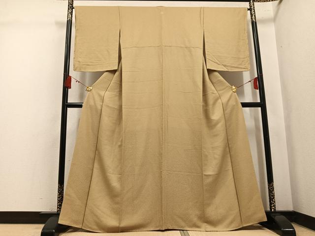 平和屋着物●上質な色無地 榛色 正絹 逸品 AABL0751ph