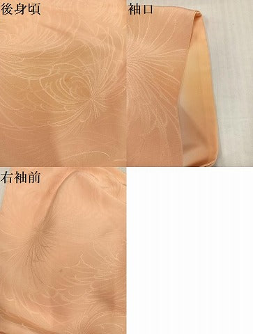 平和屋着物●上質な色無地 花地紋 雄黄色 正絹 逸品 AABL0753ph