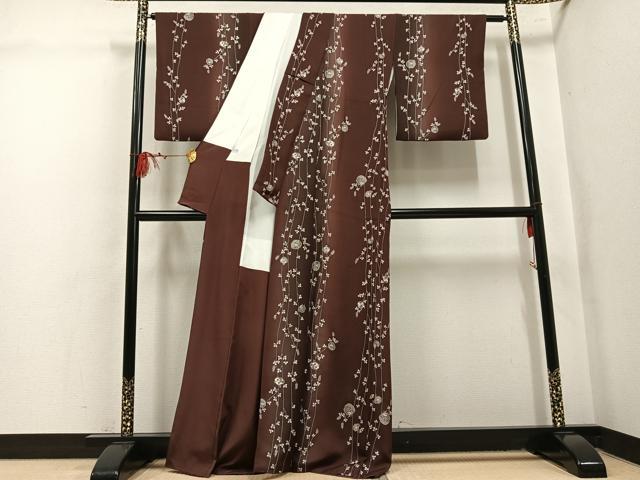 平和屋着物●上質な小紋 草花文 暈し染め 金彩 正絹 逸品 AABL0760ph