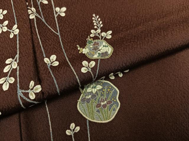平和屋着物●上質な小紋 草花文 暈し染め 金彩 正絹 逸品 AABL0760ph