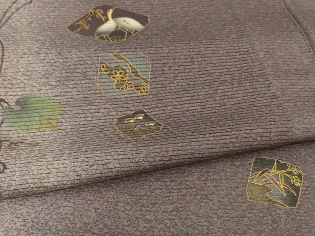 平和屋着物*夏物 訪問着 絽 蔦の葉色紙花鳥文 暈し染め 金彩 正絹 逸品 AABL0761jd