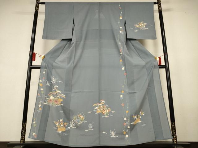 平和屋着物*夏物 訪問着 絽縮緬 友禅 風景花文 正絹 逸品 AABL0762jd