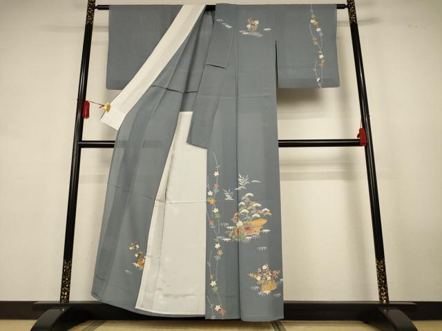 平和屋着物*夏物 訪問着 絽縮緬 友禅 風景花文 正絹 逸品 AABL0762jd