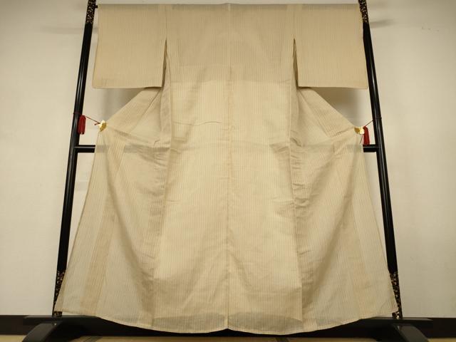 平和屋着物*夏物 本場小千谷ちぢみ 縞 麻 逸品 AABL0765jd