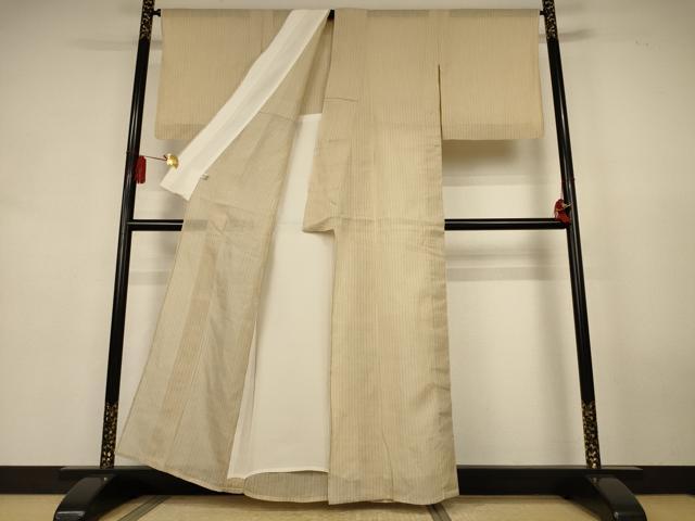 平和屋着物*夏物 本場小千谷ちぢみ 縞 麻 逸品 AABL0765jd