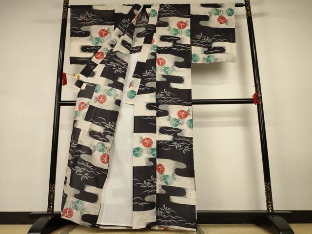 平和屋着物*夏物 小紋 浴衣兼用 絽 朝顔 AABL0775jd