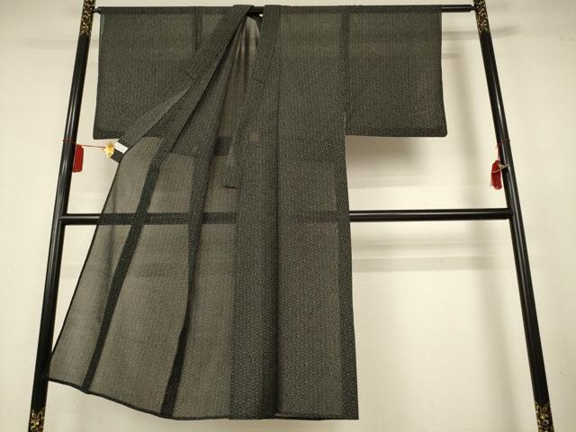 平和屋着物*夏物 男性 洗える最高級着物 <英>はなぶさ謹製 小紋 紗 幾何学文様 黒地 洗える着物 AABL0785jd