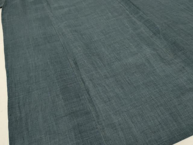 平和屋着物*夏物 男性 本場小千谷ちぢみ 錆鉄御納戸色 麻 逸品 AABL0789jd