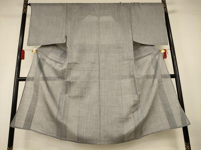 平和屋着物*夏物 男性 本場小千谷ちぢみ 錫色 麻 逸品 AABL0791jd