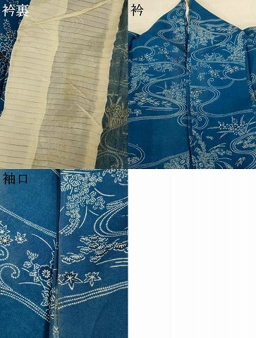 平和屋着物*夏物 小紋 紗 流水草花文 正絹 逸品 AABL0792jd