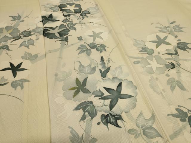 平和屋着物*夏物 訪問着 絽 手描き 朝顔 正絹 逸品 AABL0796jd