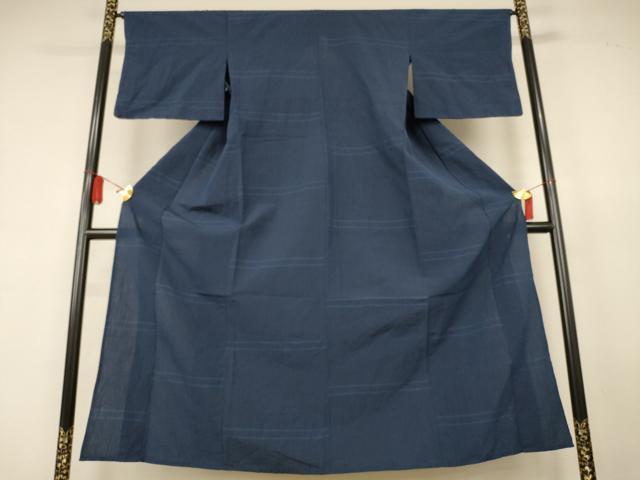 平和屋着物*夏物 小紋 ちぢみ織 横段文 銀座越後屋扱い 綿麻 AABL0802jd