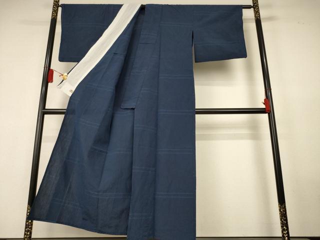 平和屋着物*夏物 小紋 ちぢみ織 横段文 銀座越後屋扱い 綿麻 AABL0802jd