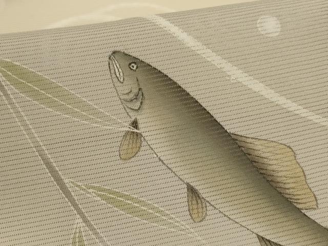 平和屋着物*夏物 訪問着 絽 手描き 魚 銀彩 正絹 逸品 AABL0809jd