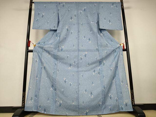 平和屋着物*夏物 小紋 絽 草花文 洗える着物 AABL0813jd