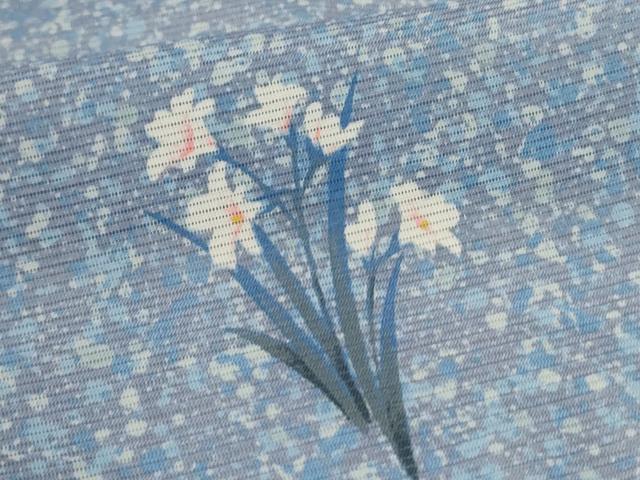 平和屋着物*夏物 小紋 絽 草花文 洗える着物 AABL0813jd