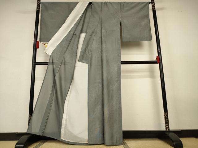 平和屋着物*夏物 お召 紗 松葉文 正絹 逸品 AABL0816jd