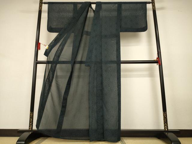 平和屋着物*夏物 本場大島紬 夏大島 麻の葉文様 正絹 逸品 AABL0819jd
