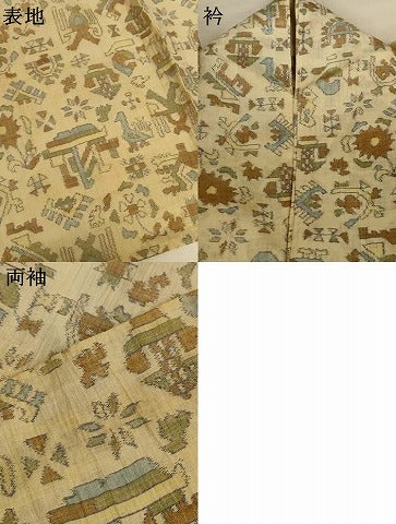 平和屋着物*夏物 本場小千谷ちぢみ 幾何学文様 麻 逸品 AABL0825jd