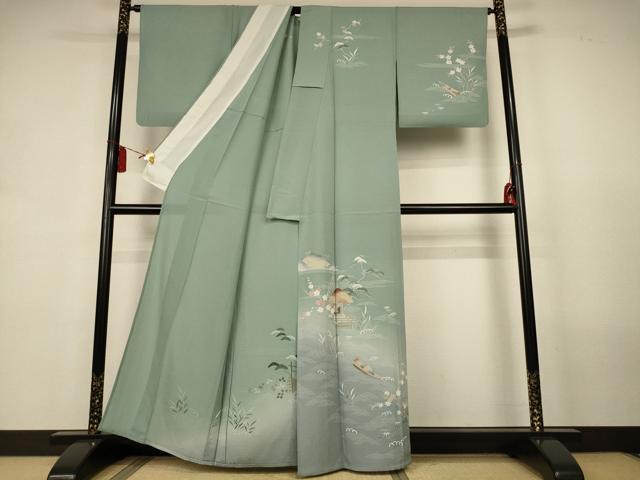 平和屋着物*夏物 訪問着 絽縮緬 友禅 風景文 暈し染め 正絹 逸品 AABL0839jd