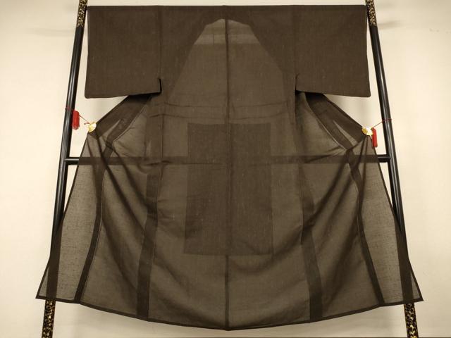 平和屋着物*夏物 男性 紗紬 憲法黒茶色 正絹 逸品 AABL0848jd