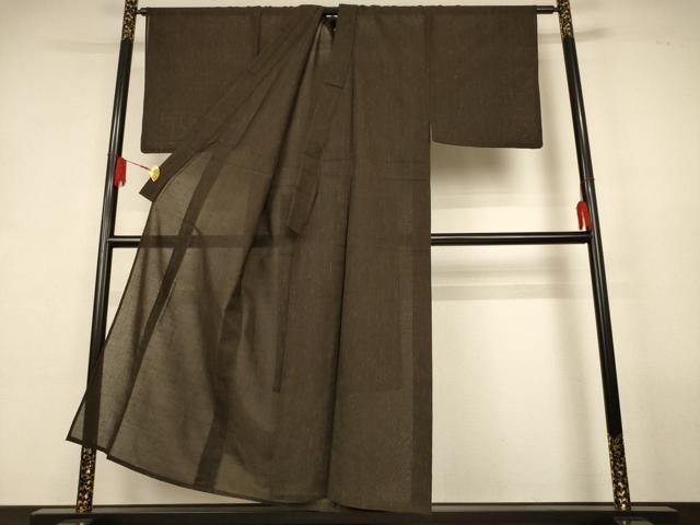 平和屋着物*夏物 男性 紗紬 憲法黒茶色 正絹 逸品 AABL0848jd