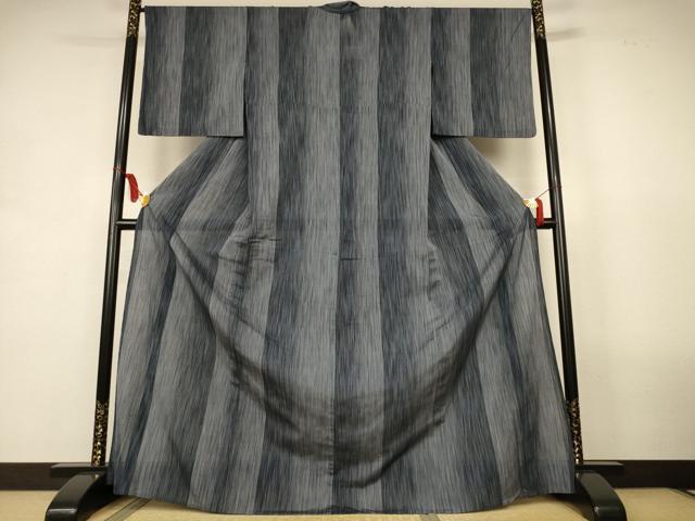 平和屋着物*夏物 紗紬 間道 ロング丈 正絹 逸品 AABL0849jd