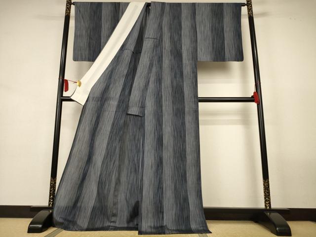 平和屋着物*夏物 紗紬 間道 ロング丈 正絹 逸品 AABL0849jd