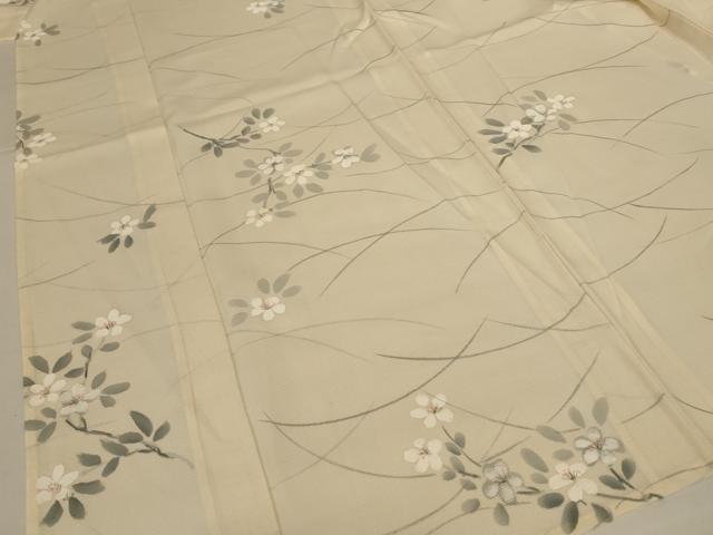 平和屋着物*夏物 小紋 絽 手描き 芝花文 正絹 逸品 AABL0855jd
