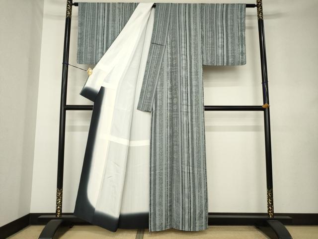平和屋着物●染色の魔術師 染乃座・大久保玄才 そめのざ玄才 小紋 縞 正絹 逸品 AABL0883ck