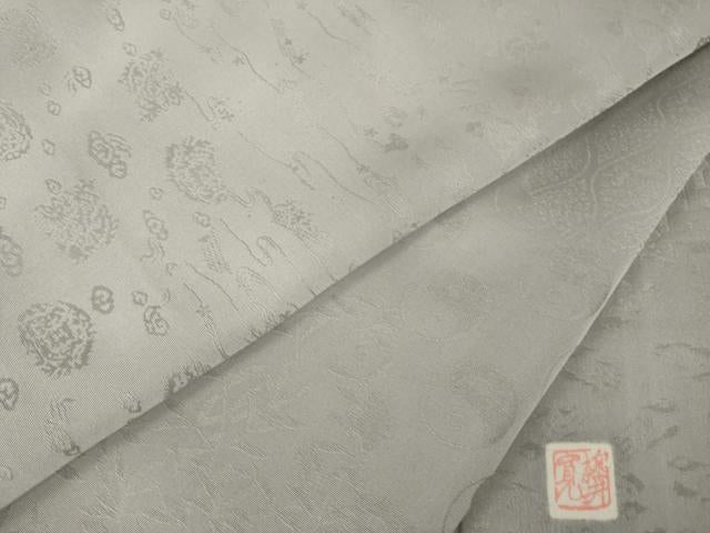 平和屋着物●皇室献上作家 藤井寛 色無地 切嵌地紋 潤色 正絹 逸品 AABL0888ck