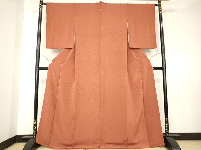 平和屋着物●上質な色無地 花唐草地紋 団十郎茶色 正絹 逸品 AABL0891ck