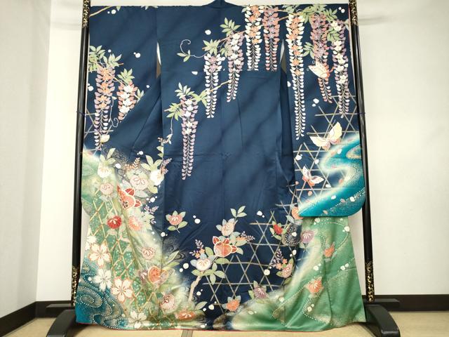 平和屋着物●豪華振袖 橘 暈し染め 金彩 正絹 逸品 AABL0893ck