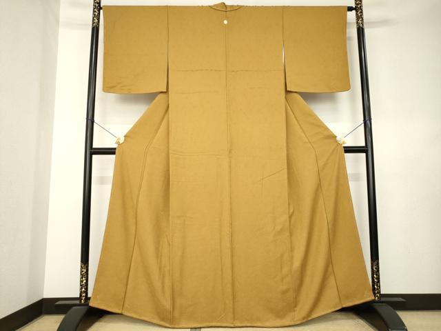 平和屋着物●上質な色無地 花尽くし地紋 桑茶色 正絹 逸品 未使用 AABL0904ck