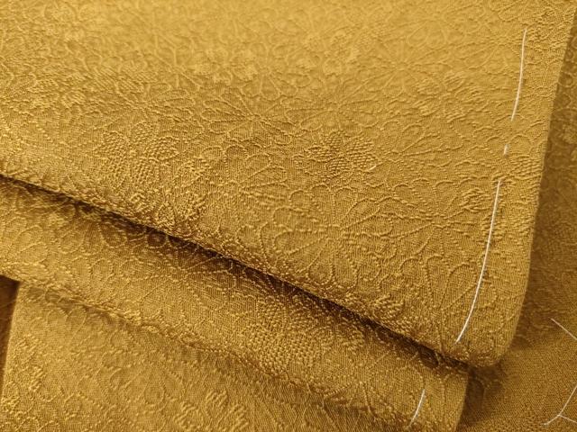 平和屋着物●上質な色無地 花尽くし地紋 桑茶色 正絹 逸品 未使用 AABL0904ck