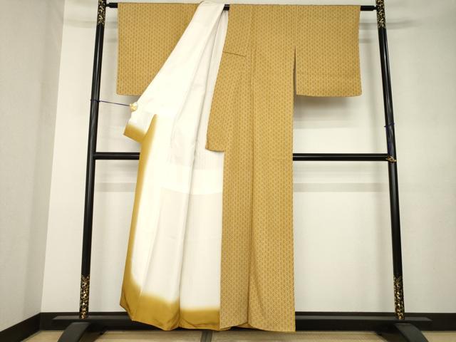 平和屋着物●上質な小紋 型染め 幾何学文様 正絹 逸品 AABL0911ck