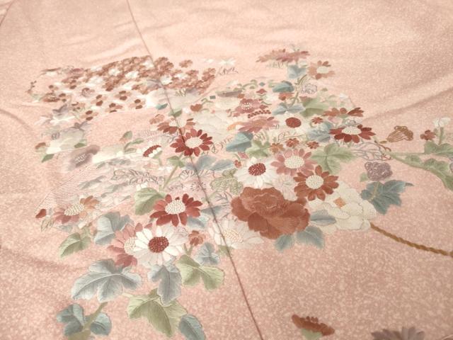 平和屋着物●訪問着 総刺繍 中国三大刺繍 相良刺繍 地紙花文 正絹 逸品 AABL0913ck