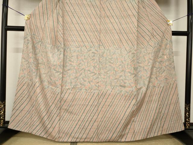 平和屋着物●二代目 川村久太郎 訪問着 生紬 笹竹文 正絹 逸品 AABL0915ck