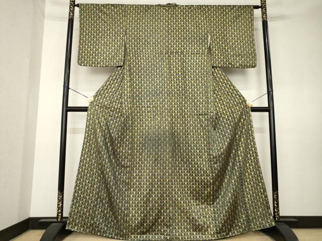 平和屋着物●上質な小紋 菱繋ぎ 金彩 正絹 逸品 AABL0920ck