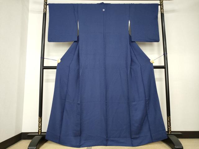 平和屋着物●上質な色無地 霞地紋 瑠璃色 正絹 逸品 AABL0925ck