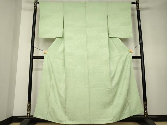 平和屋着物●上質な色無地 切嵌地紋 柳茶色 正絹 逸品 AABL0927ck