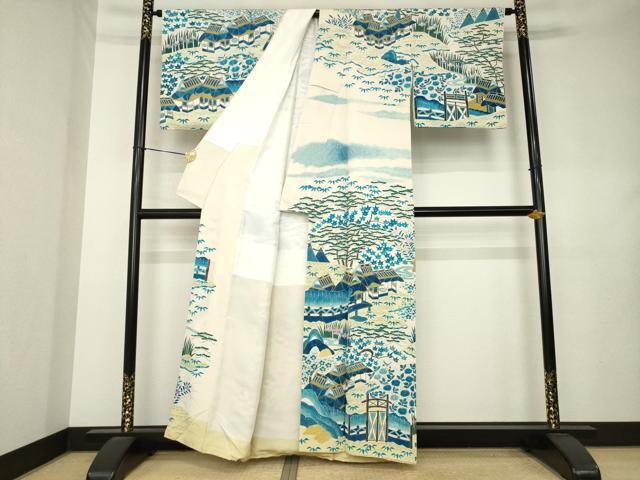 平和屋着物●訪問着 風景文 暈し染め 正絹 逸品 AABL0935ck