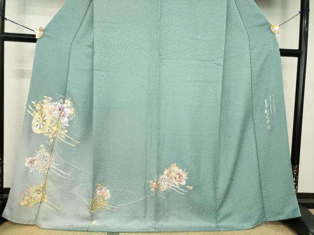 平和屋着物●金彩友禅 卓越技能者・名工・和田光正 訪問着 花車文 暈し染め 金銀彩 正絹 逸品 AABL0945ck