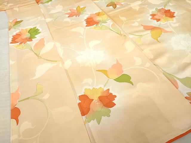 平和屋着物●上質な小紋 地紋起こし 草花文 正絹 逸品 未使用 AABL0950ck