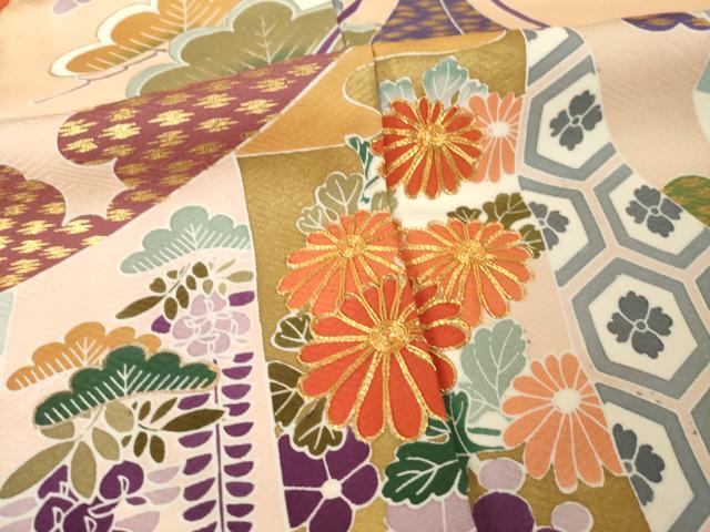 平和屋着物●豪華振袖 駒刺繍 幔幕鴛鴦花文 金彩 正絹 逸品 AABL0956ck
